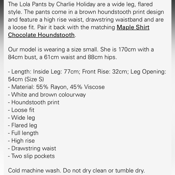 Anthropology Charlie Holiday Lola Chocolate Houndstooth Pants S - Picture 12 of 12